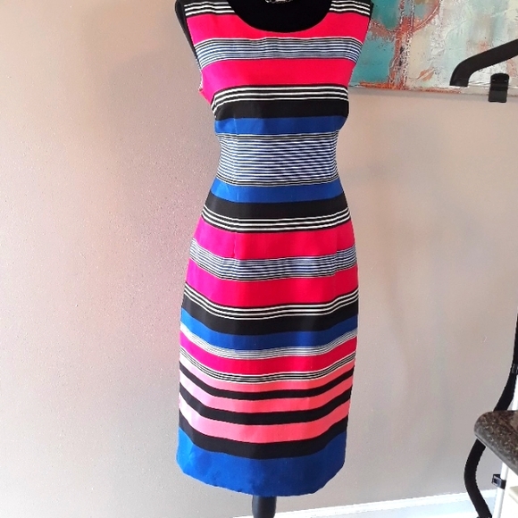 DN Design/ Multi Color/ Striped/ Sleeveless/ Cocktail Dress / Size 14 - Picture 1 of 11